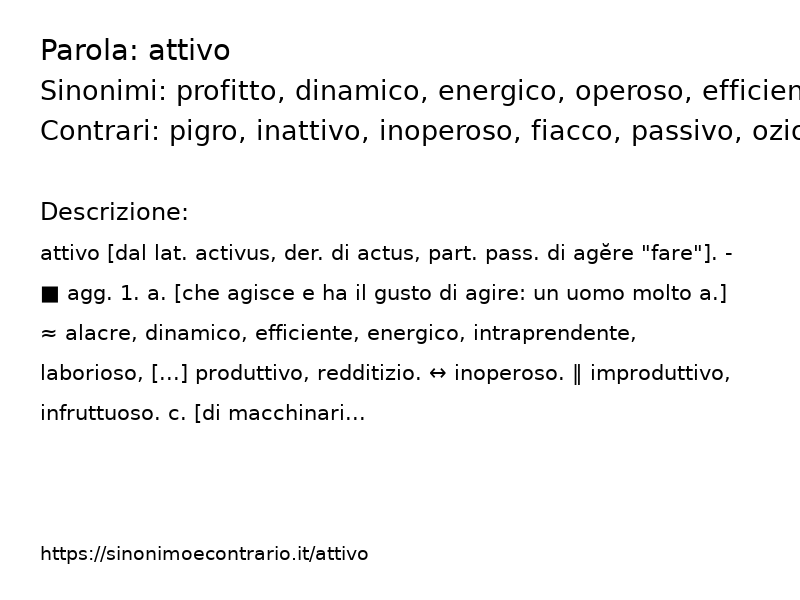 Sinonimo e contrario della parola attivo  - Sinonimo e Contrario</title>