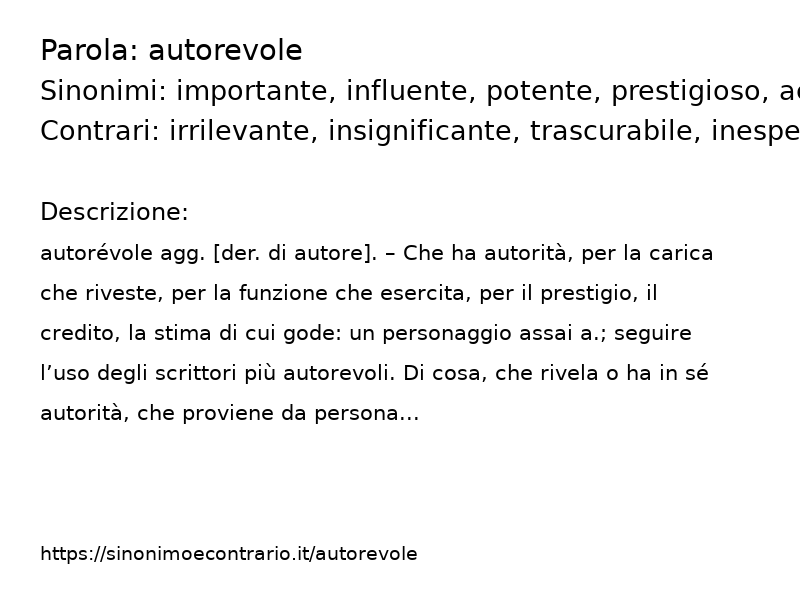 Sinonimo e contrario della parola autorevole  - Sinonimo e Contrario</title>