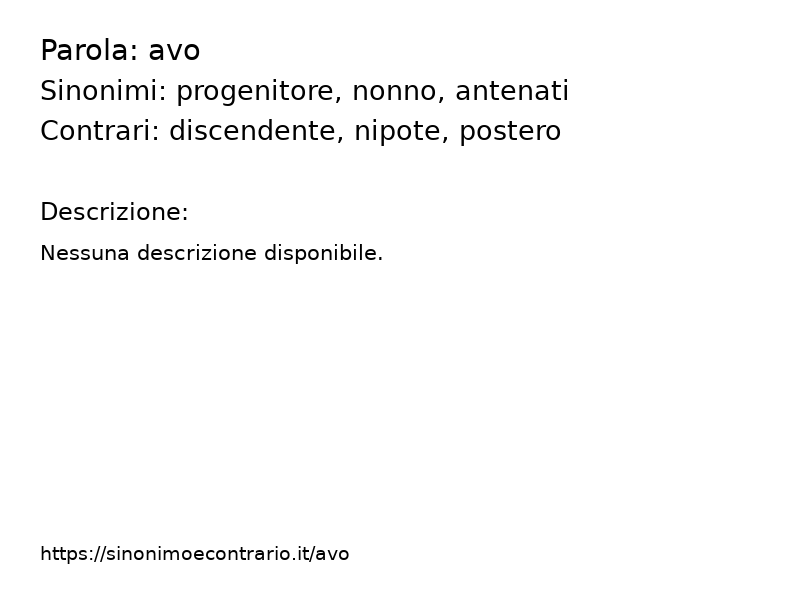 Sinonimo e contrario della parola avo  - Sinonimo e Contrario</title>