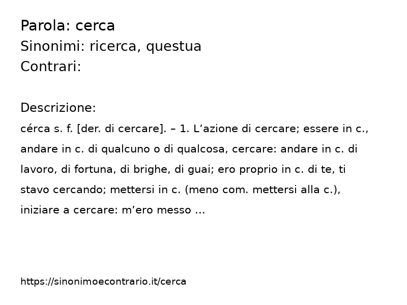 Sinonimi cerca, Contrari cerca - Sinonimo e Contrario</title>
