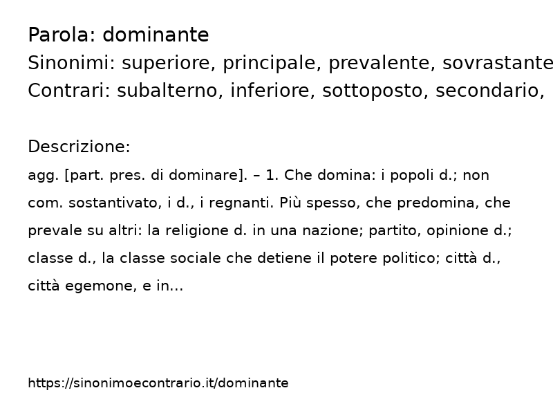 Sinonimo e contrario della parola dominante  - Sinonimo e Contrario</title>
