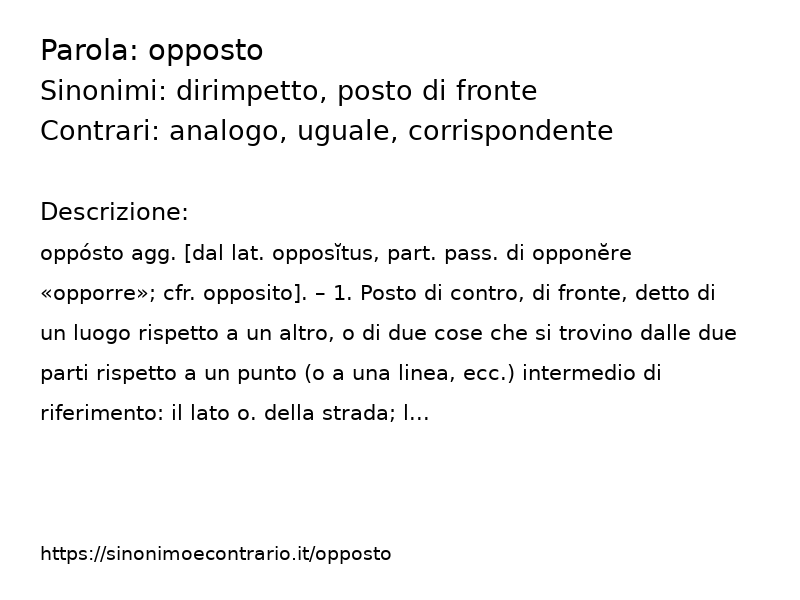 Sinonimo e contrario della parola opposto  - Sinonimo e Contrario</title>