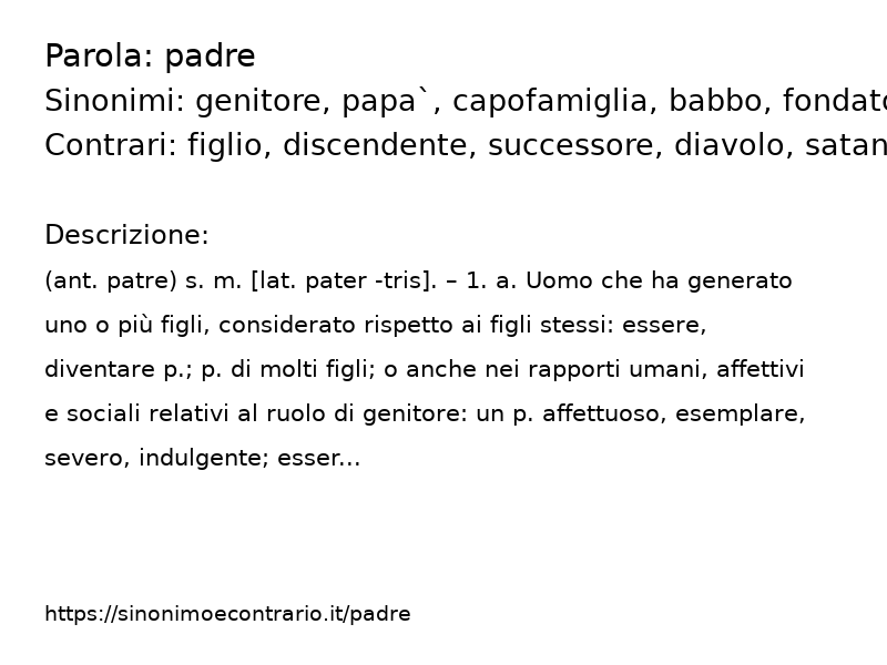 Sinonimo e contrario della parola padre  - Sinonimo e Contrario</title>
