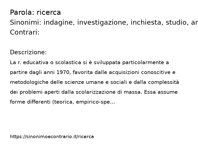 Sinonimi ricerca, Contrari ricerca - Sinonimo e Contrario</title>