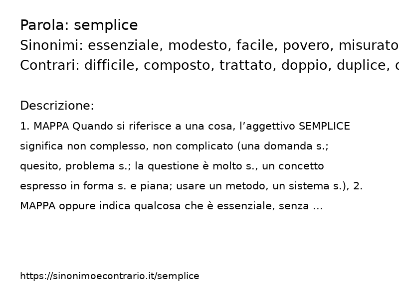 Sinonimi semplice, Contrari semplice - Sinonimo e Contrario</title>