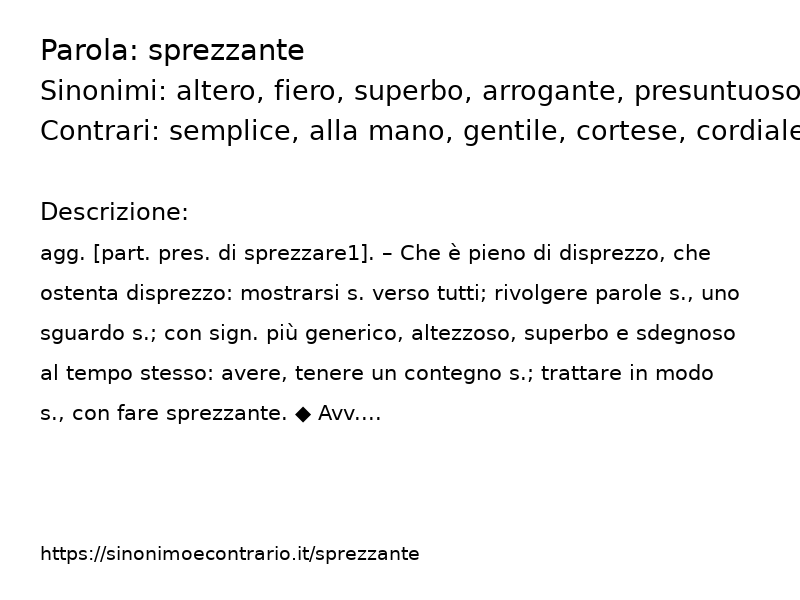 Sinonimo e contrario della parola sprezzante  - Sinonimo e Contrario</title>